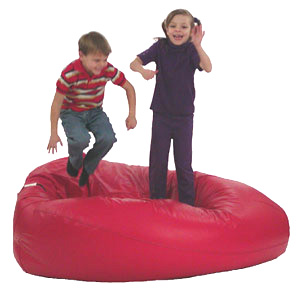 kids jumping on bean bag