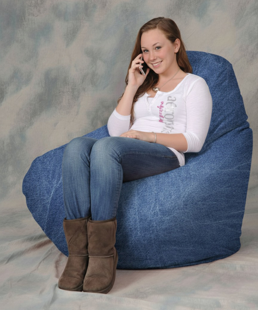Denim Stonewash Dark Adult Bean Cag Chair